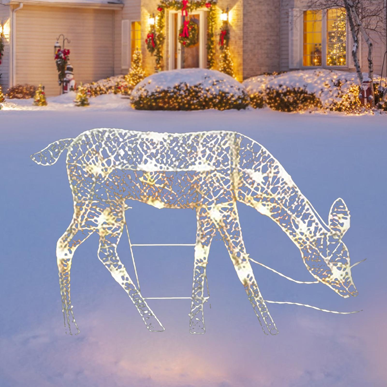 Tegooe Lighted Mesh Reindeer Christmas Yard Decor - Weatherproof LED Outdoor Display