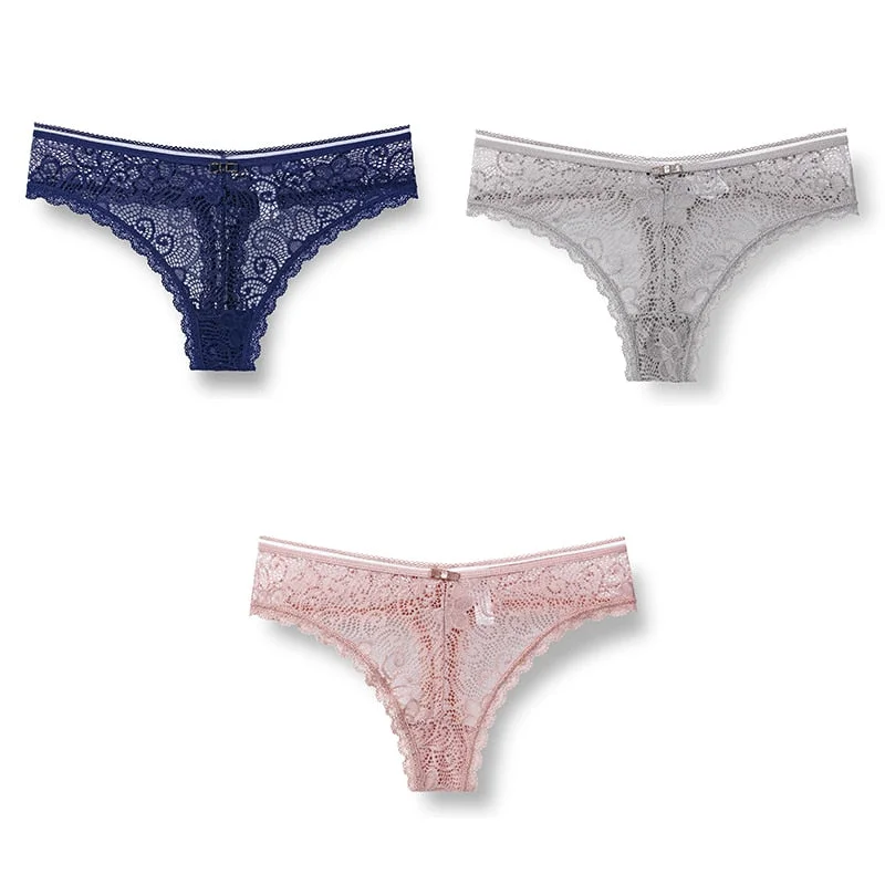 3pcs Woman Panties Sexy Lace Underwear For Women Lingerie Lady Lace T-back Female Thongs Wholesale Sexy Underpants For Women