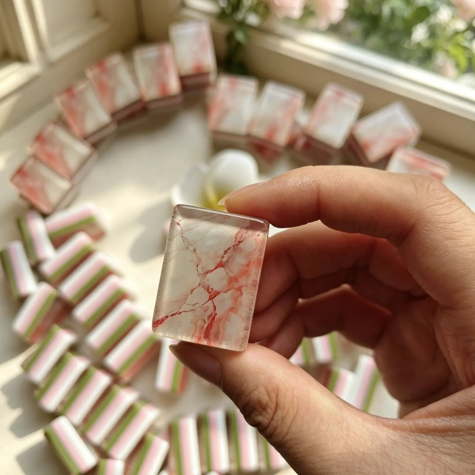 Blush Allure patterned tile backs