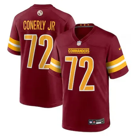 Men's Washington Commanders #72 Josh Conerly Jr.  Burgundy 2025 NFL Draft First Round Pick Game Jersey