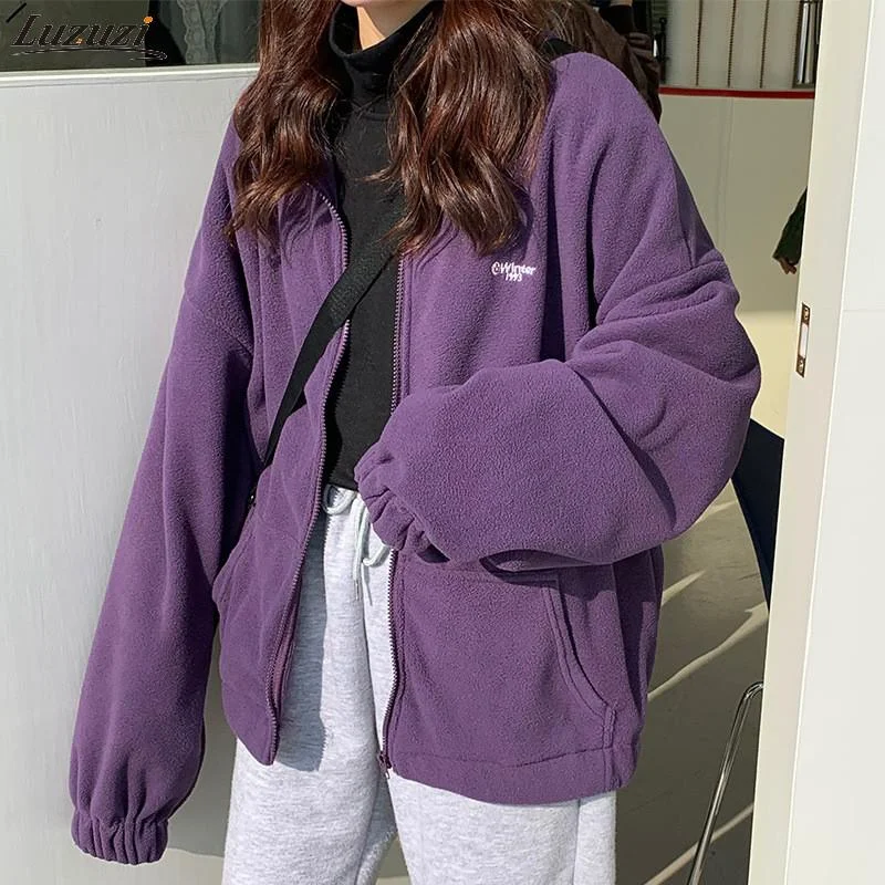 Harajuku Long Sleeve Zip Up Hoodies Women Spring Autumn Korean Fashion Female Clothes Jacket Top Oversized Hooded Sweatshirts