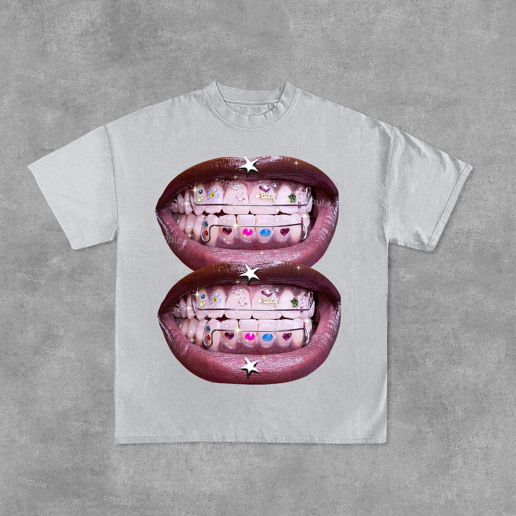 Unisex Lip Graphic Print Street Cotton T-Shirt - SOPULA