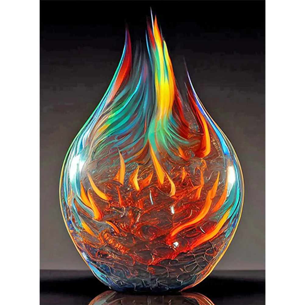 Glass Fire Sculpture-Full Round Diamond Painting-30*40CM