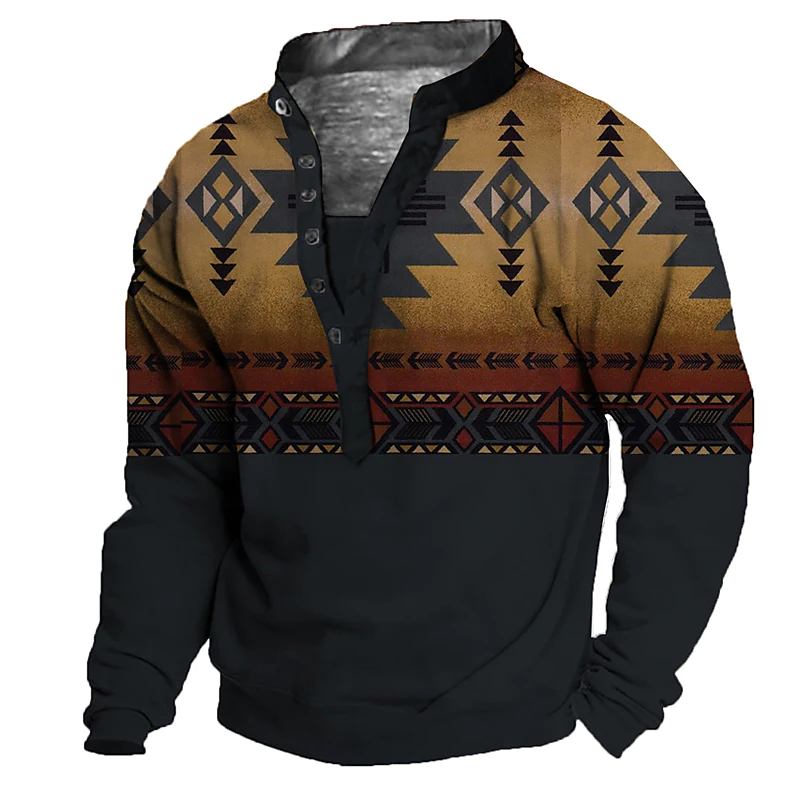 Men's Color Block Geometric Long Sleeve Sweatshirt 