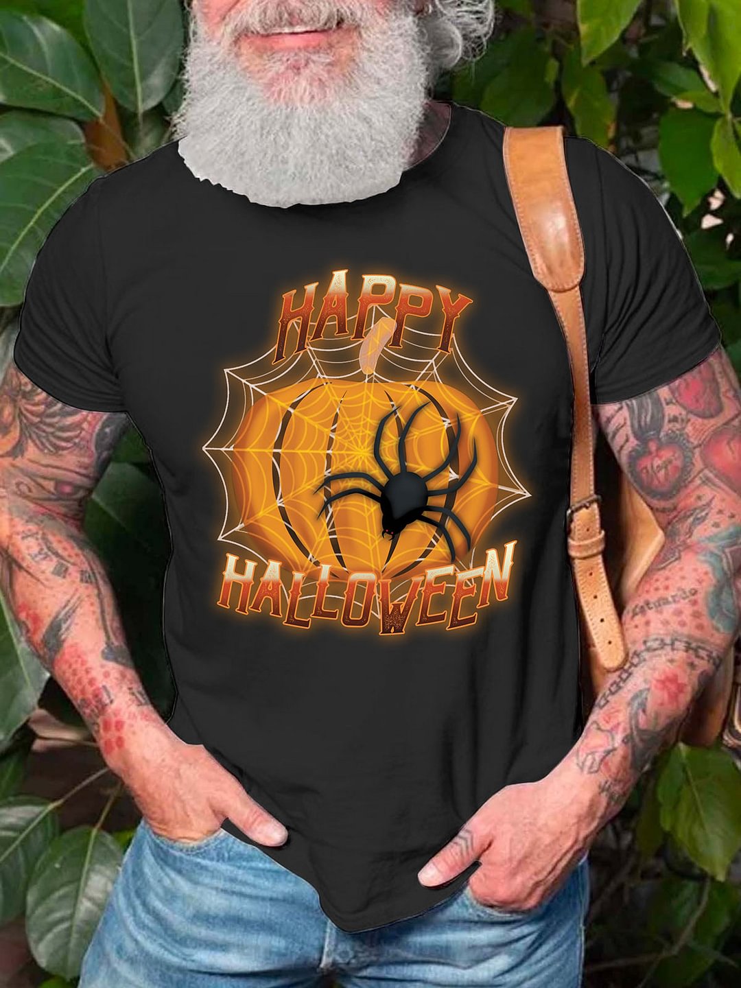 Happy Halloween Spiderweb Pumpkin Men T-shirt