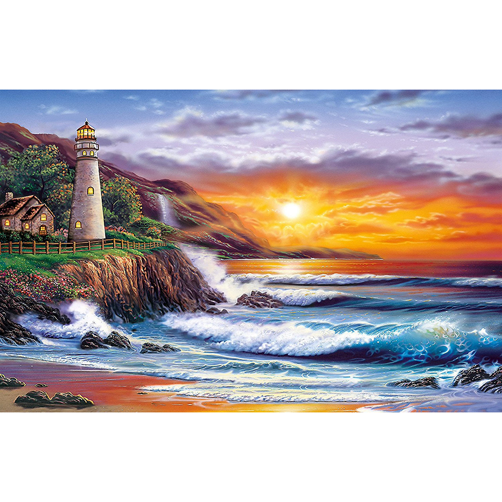 Lighthouse 50*40cm(canvas) full Square drill diamond painting