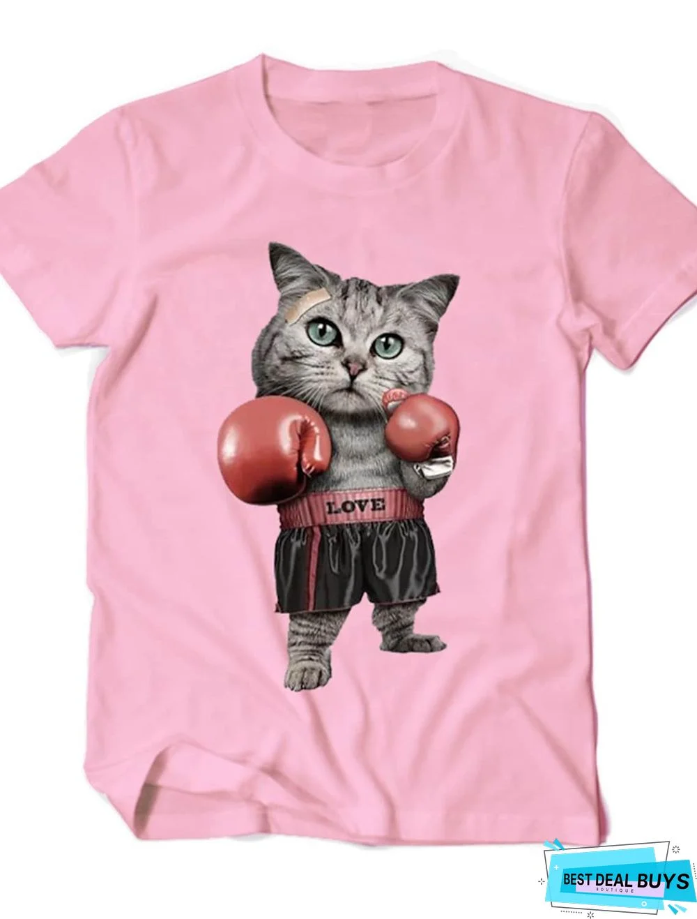 Men's Unisex Tee T-shirt 3D Print Cat Graphic Animal Print Short Sleeve Daily Tops 100% Cotton Basic Round Neck