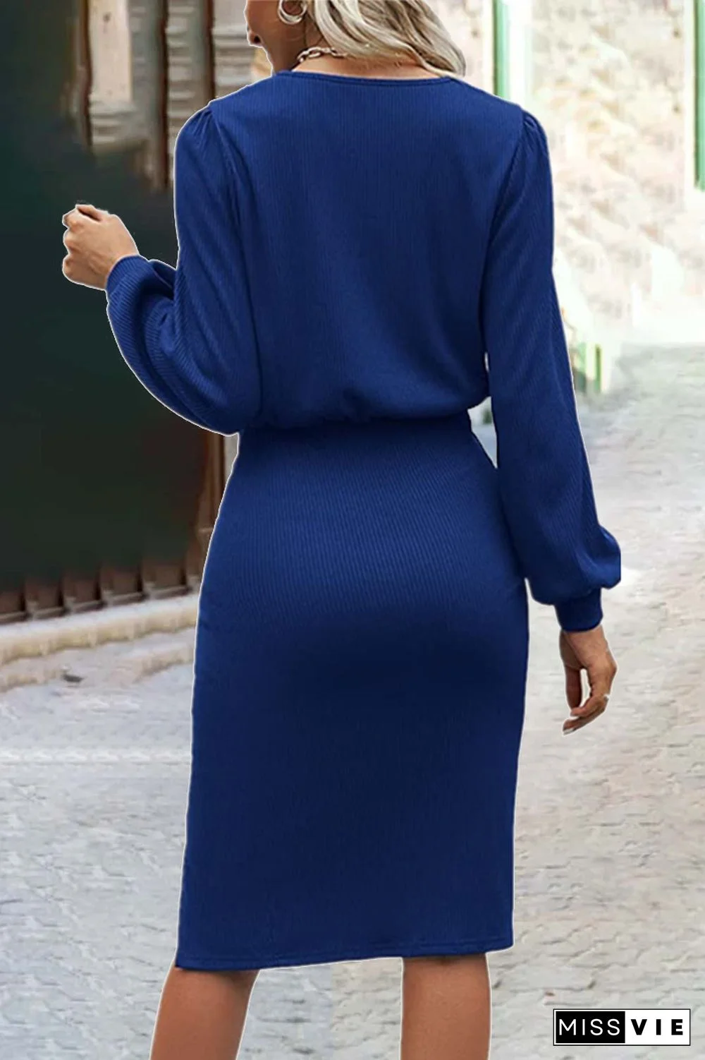 Fashion Solid O Neck One Step Skirt Dresses(6 Colors)