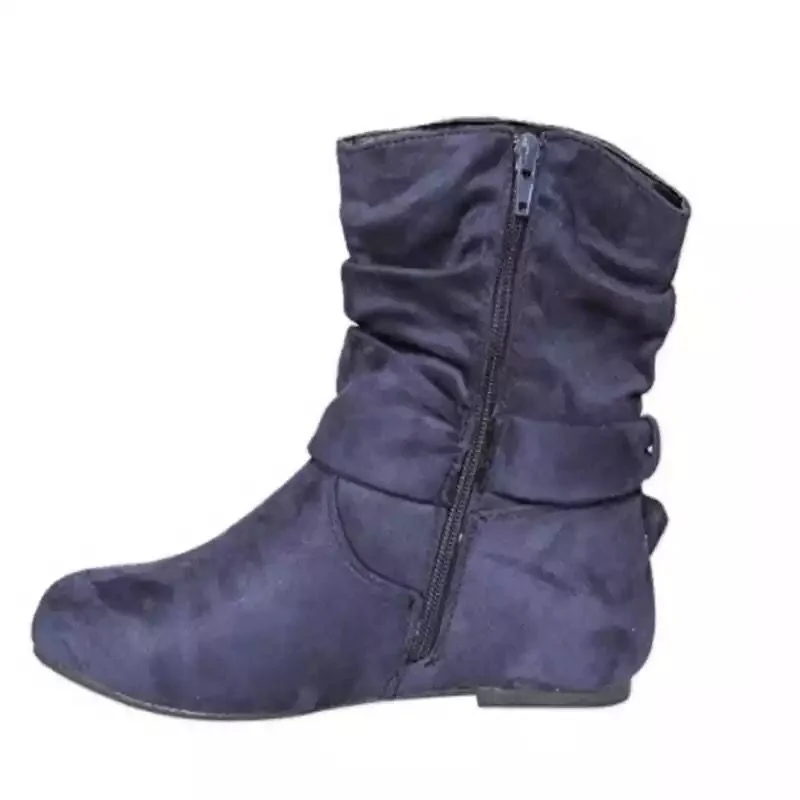 Yyvonne Autumn And Winter New Station Size 43 Flat Bottom Belt Buckle Women's Short Boots Lindrical Head Women's Boots