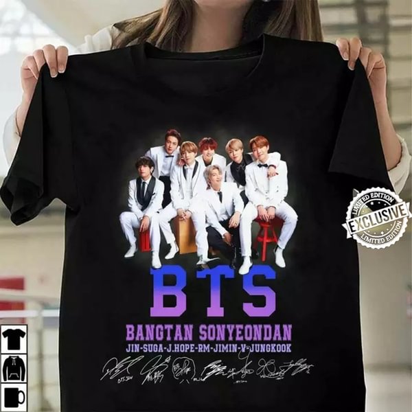 BTS Bangtan Sonyeondan Short Sleeved Shirt Jin Suga Jhope Rm Jimin V Jungkook Signature Summer Trends Fans T Shirt - BlackFridayBuys