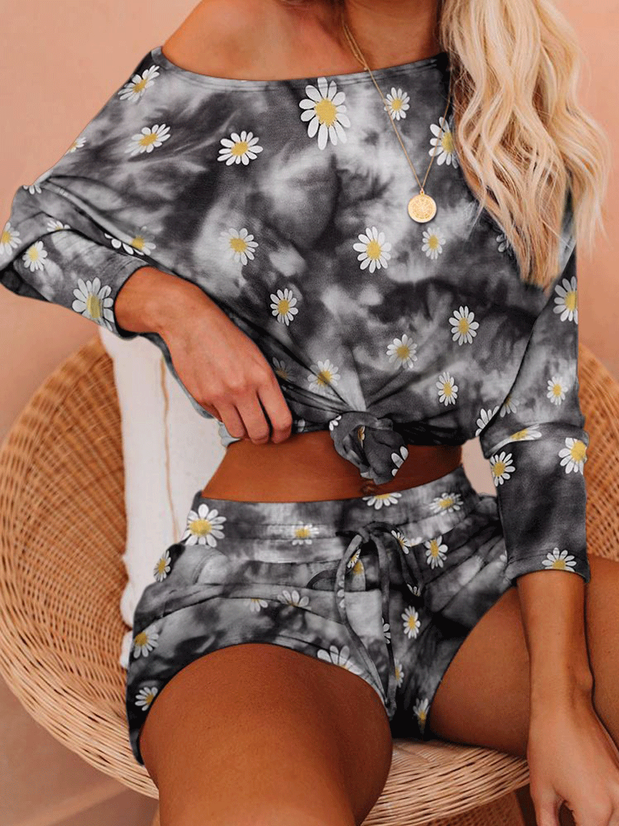 Tie Dye Dolman Knit Top with Pocketed Shorts