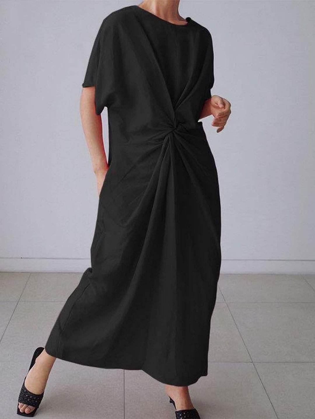 *Casual Front Twist Midi Dress