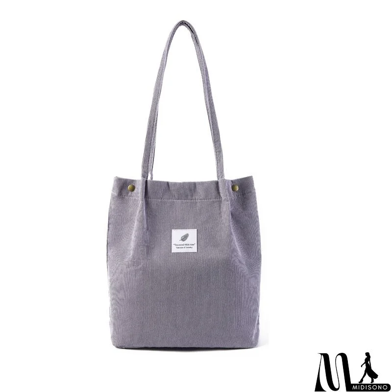 MidiSono - Women Large Smiley Corduroy Shoulder Tote Bag