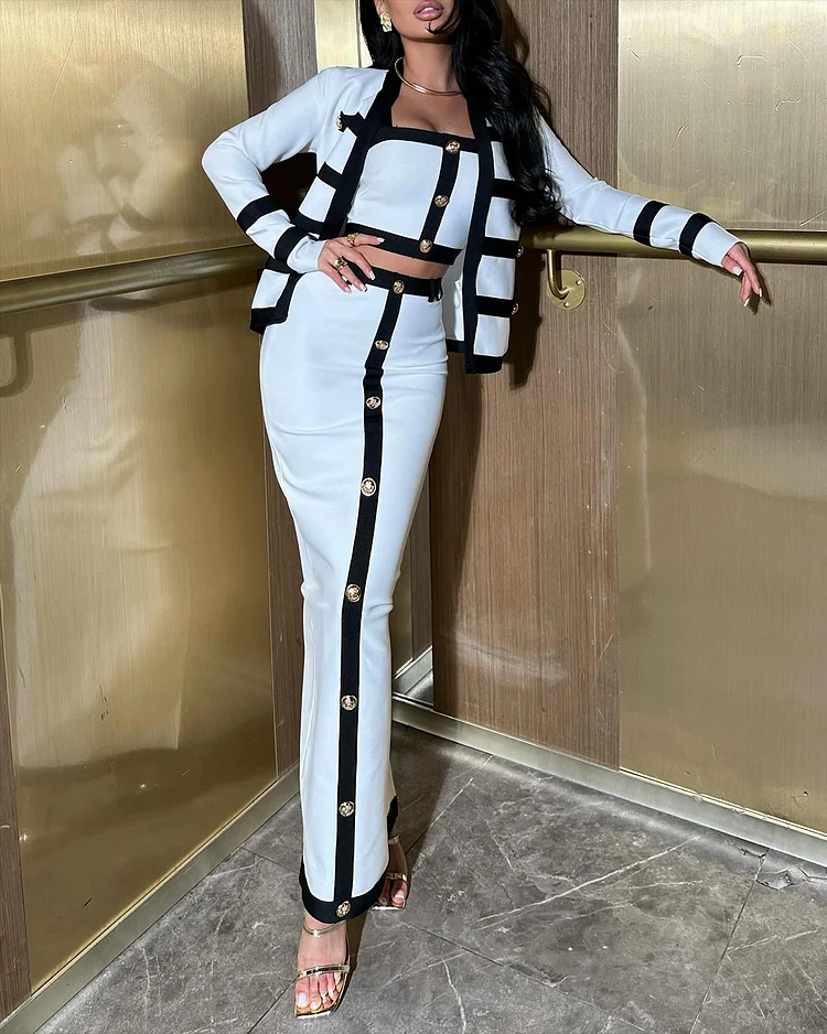 Women's Button-stitched Three-piece Dress