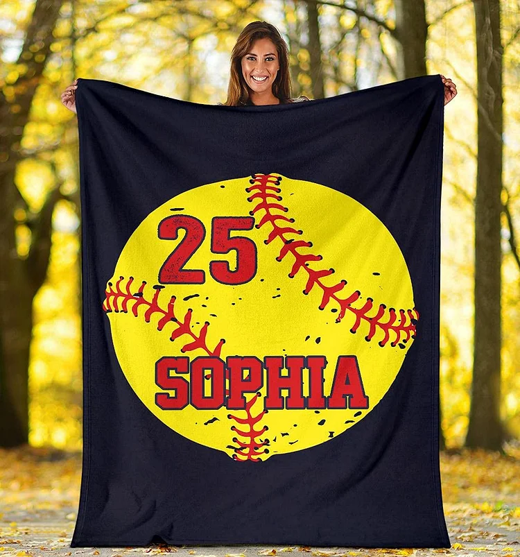 Personalized Softball Blanket for Comfort & Unique| BKKid204