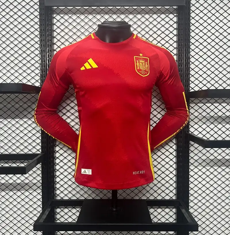 2024 Player Version Spain Long Sleeve Soccer Jersey Home