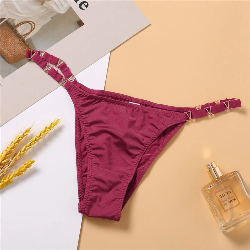 Women G-String Shinny Metal Waist Elastic T-back Slip Panty Female Nightclub Bright Thongs Women's Underpants Sexy Woman Brief