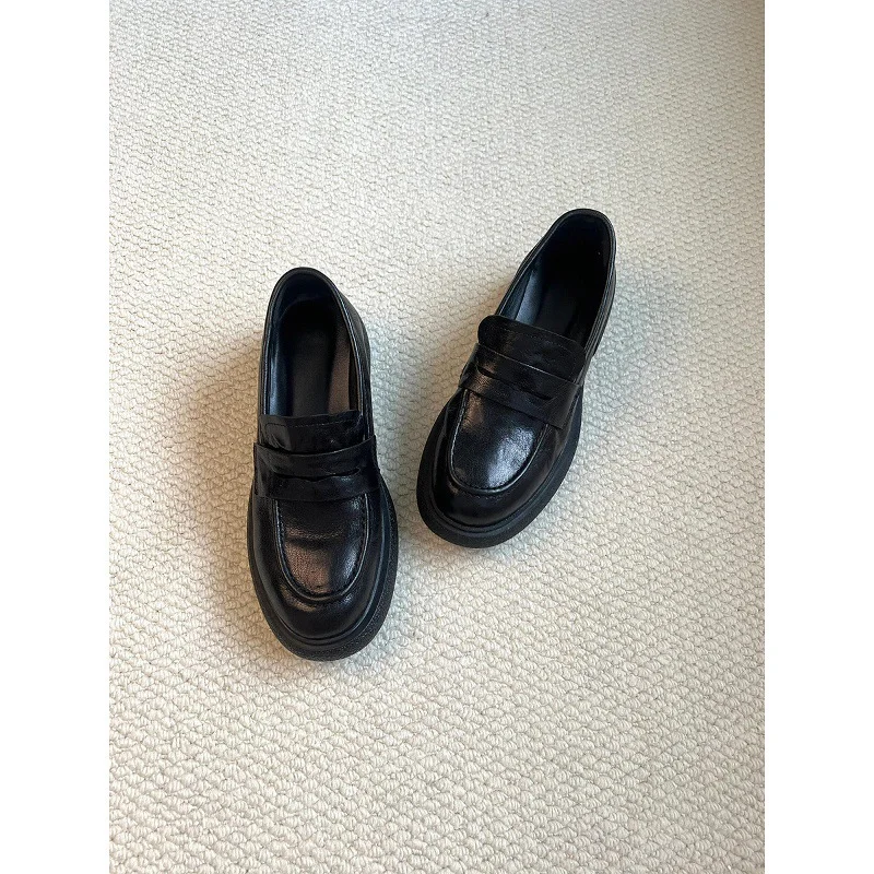 Breakj Breakj Wind Thick-Soled Lefang Shoes Women One Foot Lazy Shoes One-Legged Single Shoe College Style Jk Uniform Shoes