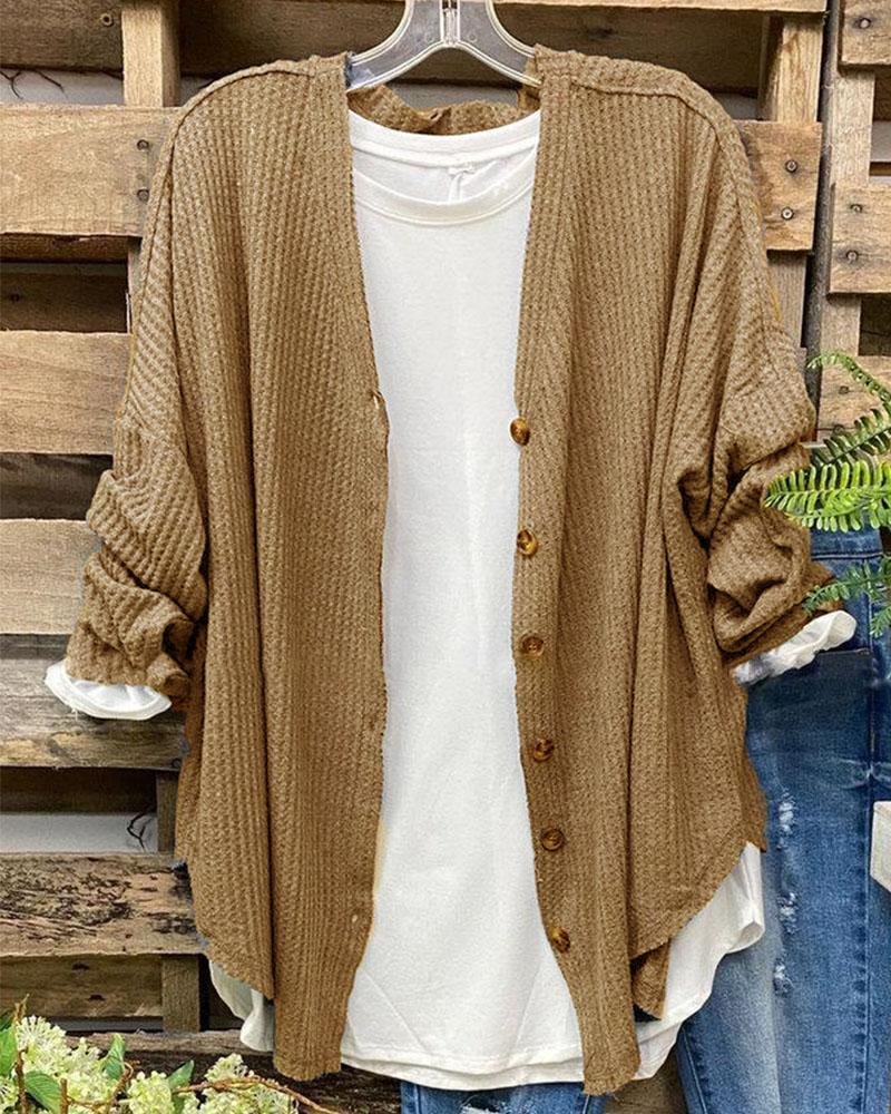 Knitted Casual Cardigan With Buttons