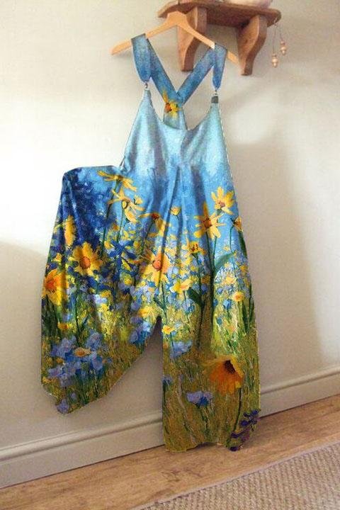 Sunflower warm print casual overalls