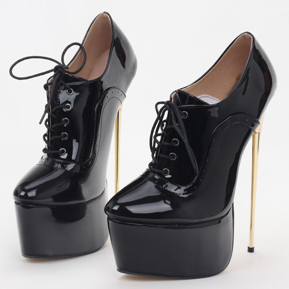 Women Pumps 22CM High Heel Pointed Toe Platform Ladies Fetish Simple Fine Gold Metal Heel Singles Shoes