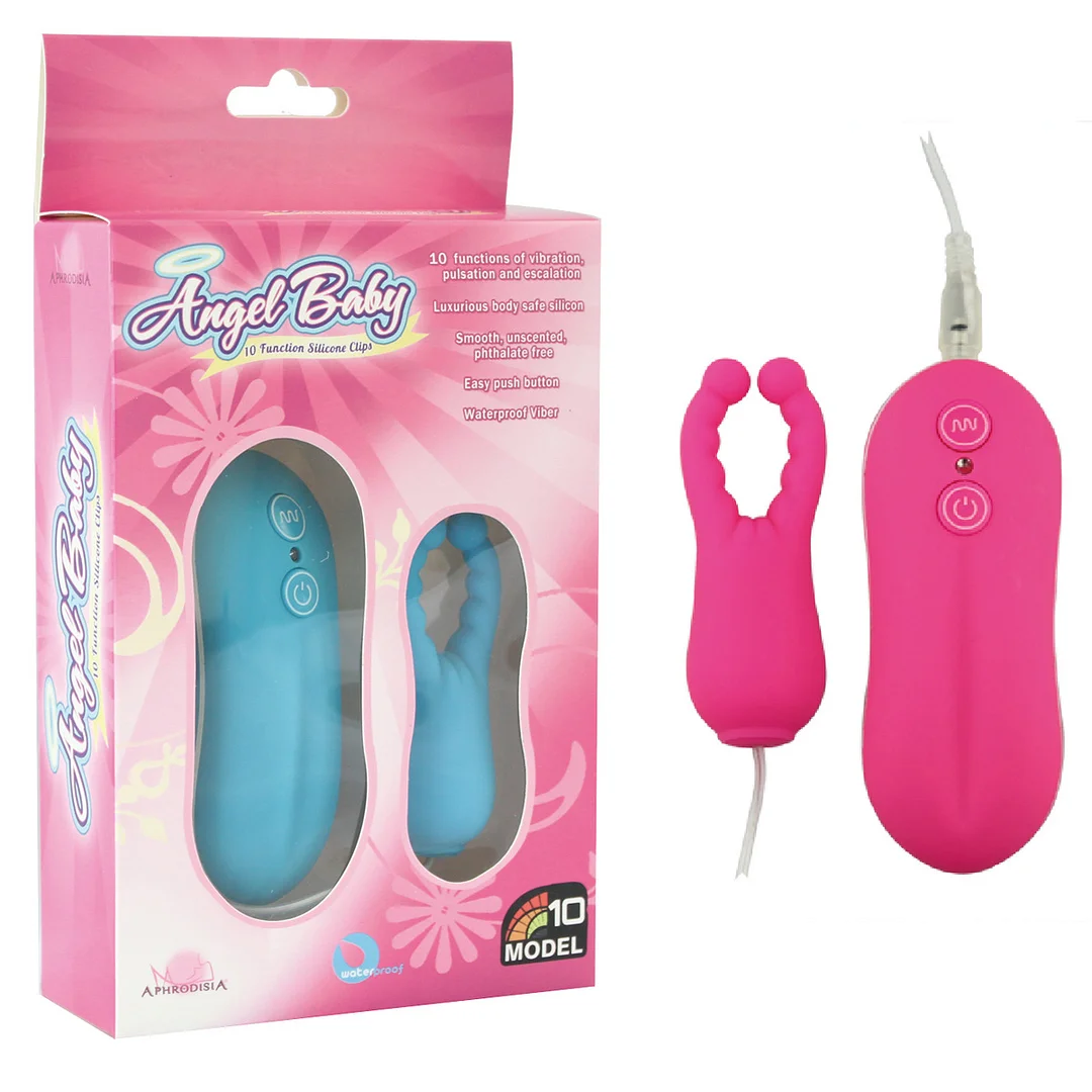 10 Frequency Silicone Nipple Clip Female Vibrating Clitoral Stimulator - Rose Toy