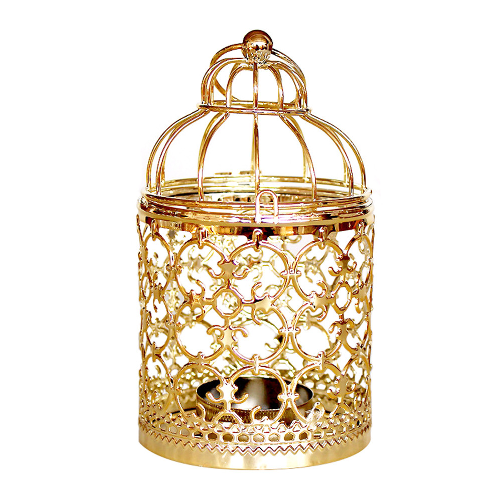 

Hollow Hanging Bird Cage Candle Holder Candlestick Lantern Wedding Decor, Gold, 501 Original