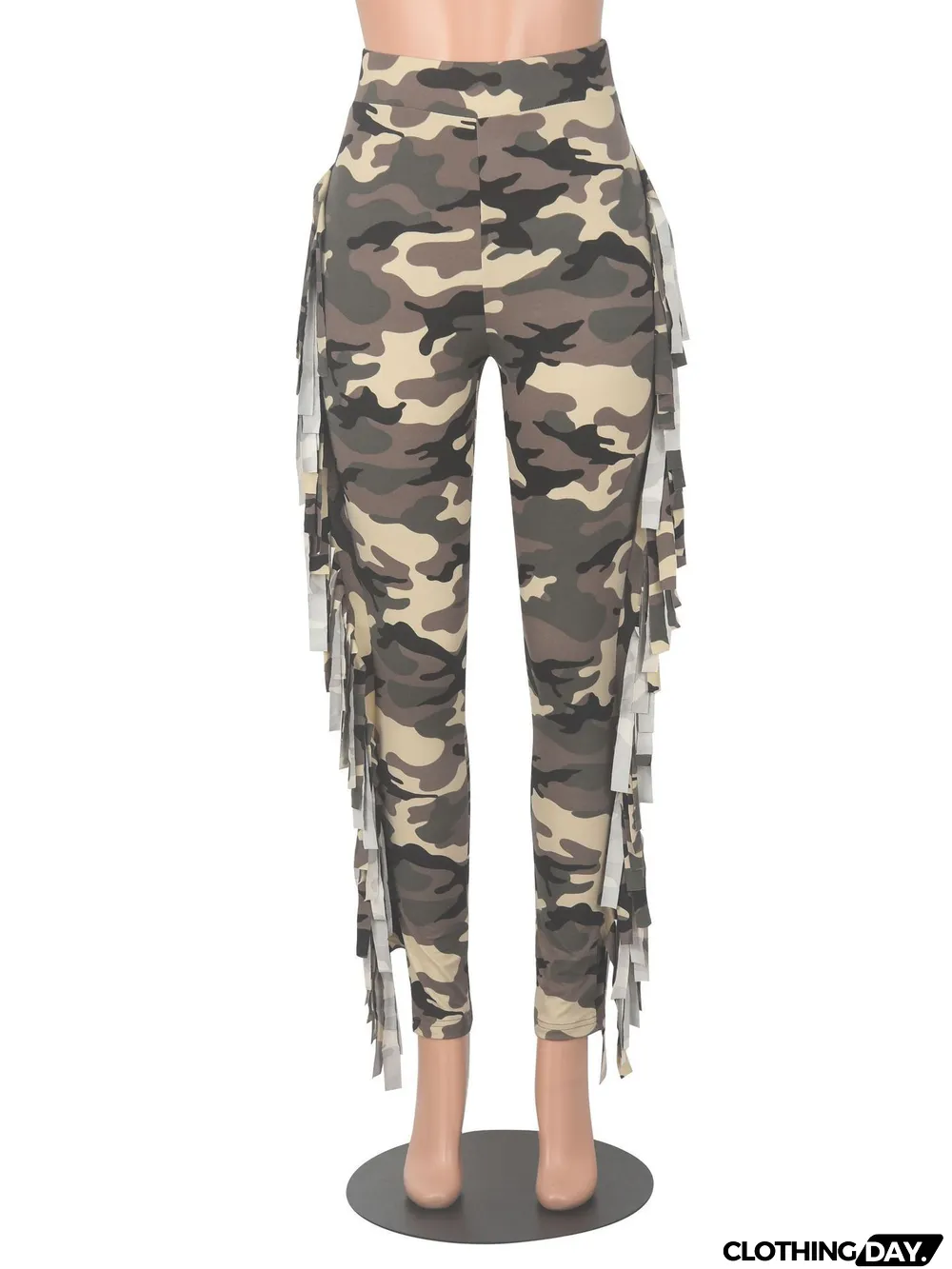 Tight Camouflage Tassel Pants