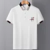 Men's High-end Mulberry Silk Embroidered Ribbed Lapel Casual Polo Shirt