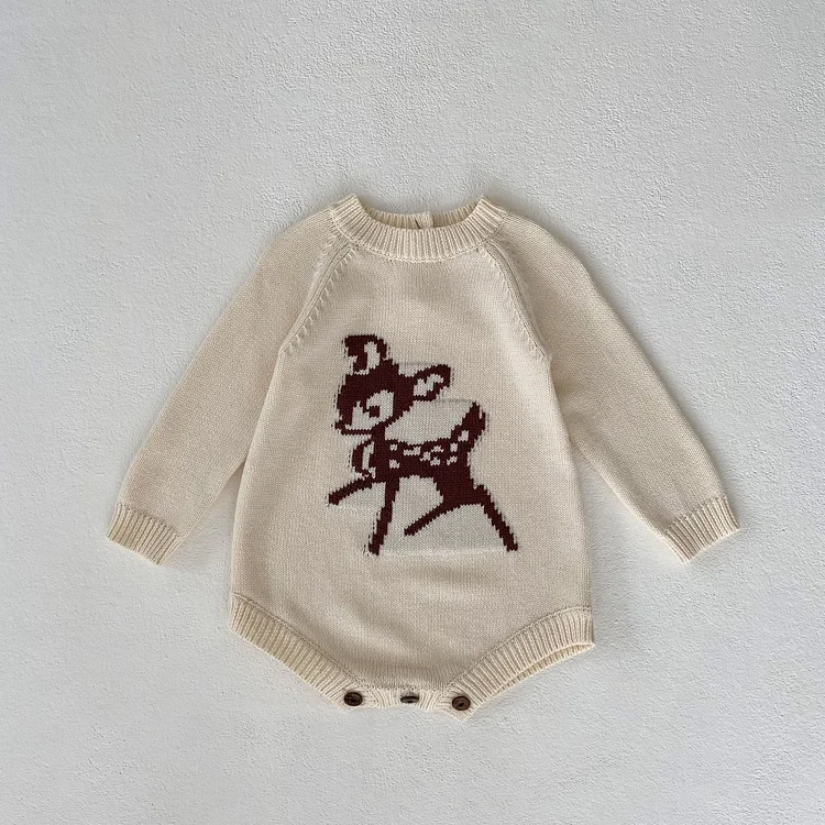  Baby Sika Deer Knitted Bodysuit
