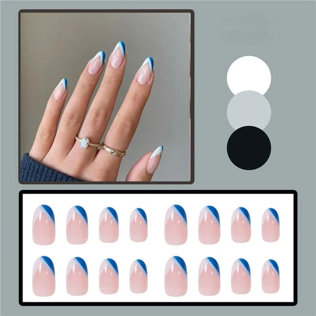 24pcs false nails matte Green Nails Patch with glue Removable Long Paragraph Fashion Manicure press on Nail tips free shipping-Nail Inspo