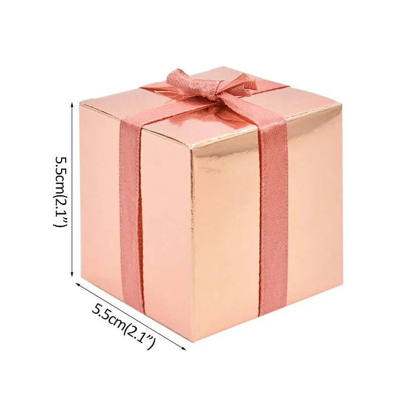 10Pcs Gold Silver Paper Candy Box Square Chocolate Gift Packaging Boxes Baby Shower Birthday Party Supplies Wedding Favors