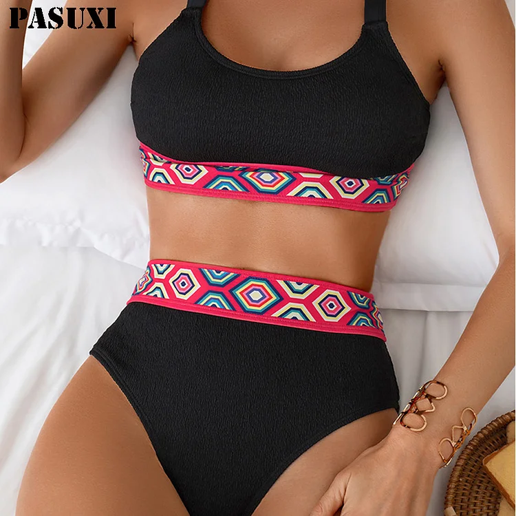 PASUXI Hot Sale Two Piece Split Bikini Set Ladies Sexy Fashion Leopard Print Design Swimwear Beachwear Plus Size Swimsuit huanwei