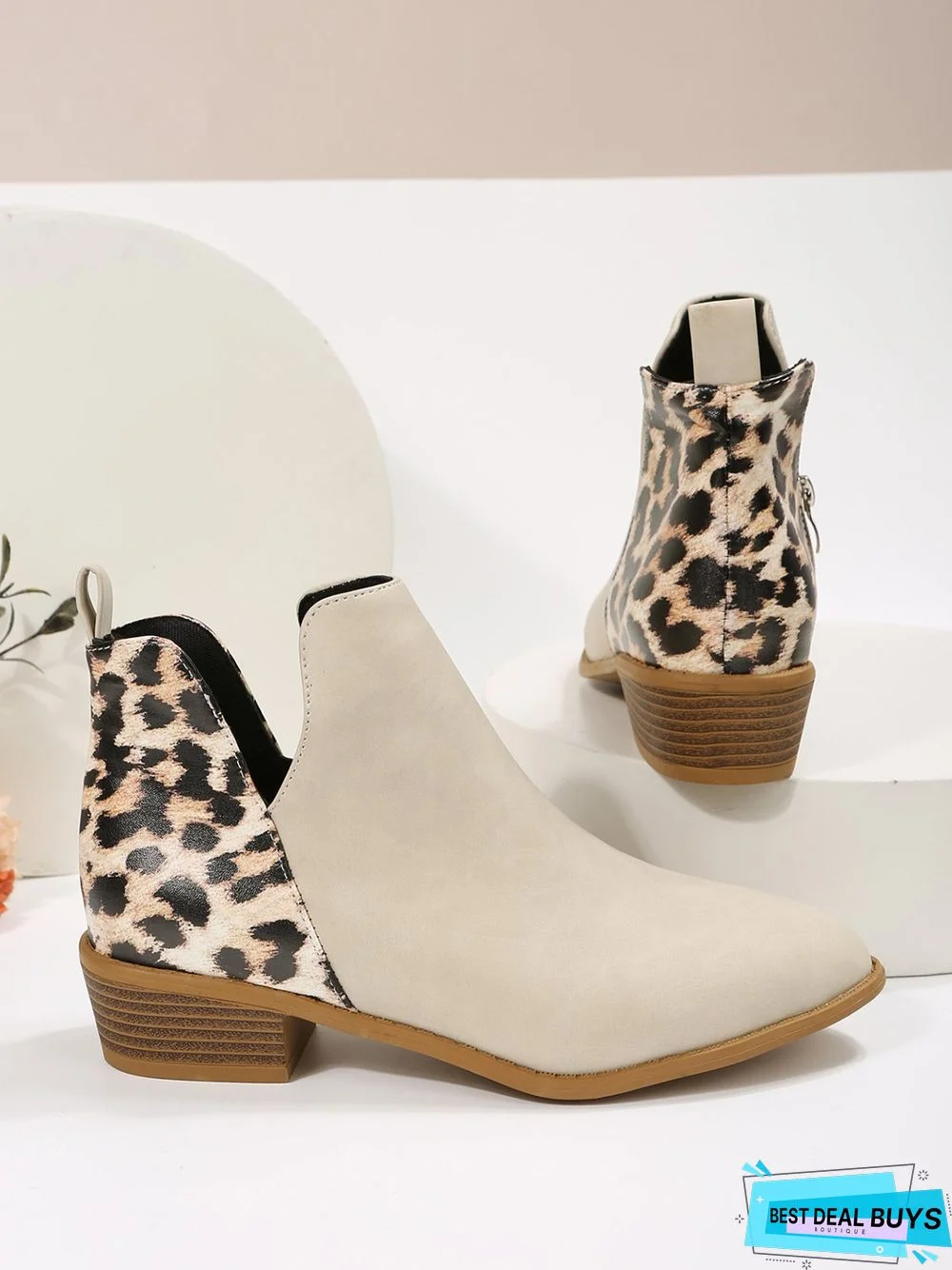 Leopard Khaki Casual Ankle Boots