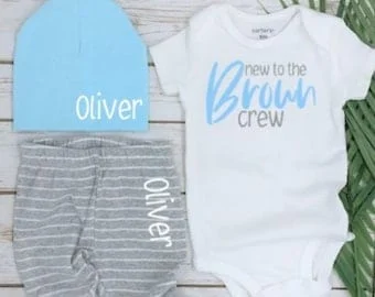 pornhint Pornhint Baby Boy Coming Home Hospital Outfit | New to the Crew Onesie¨ | Custom Name/ Last outfit | Newborn Christmas Gift |  Personalized gift