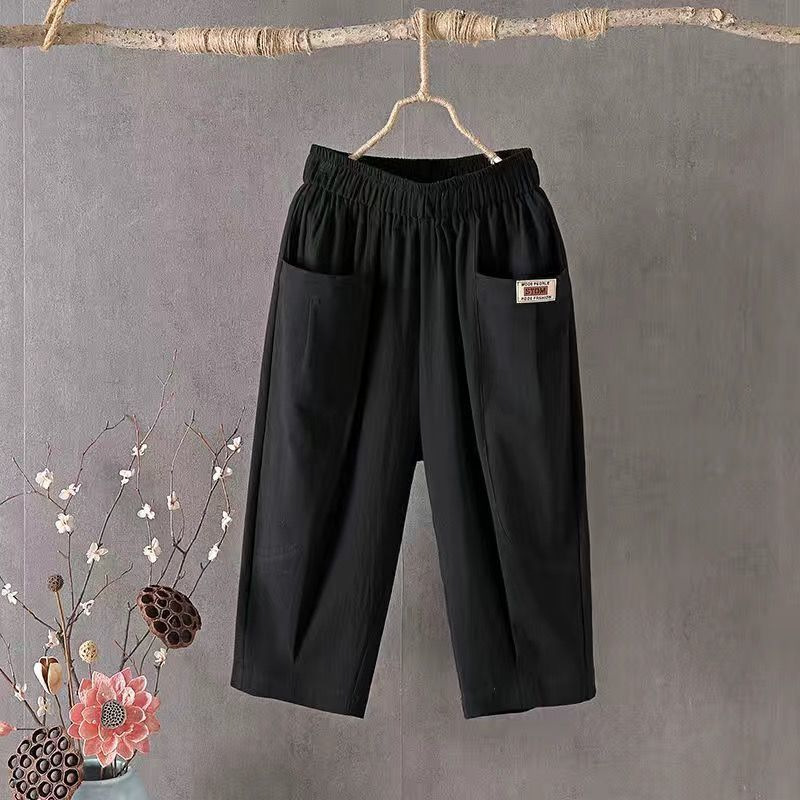 Women's Vintage Cotton And Linen Pocket Loose Pants