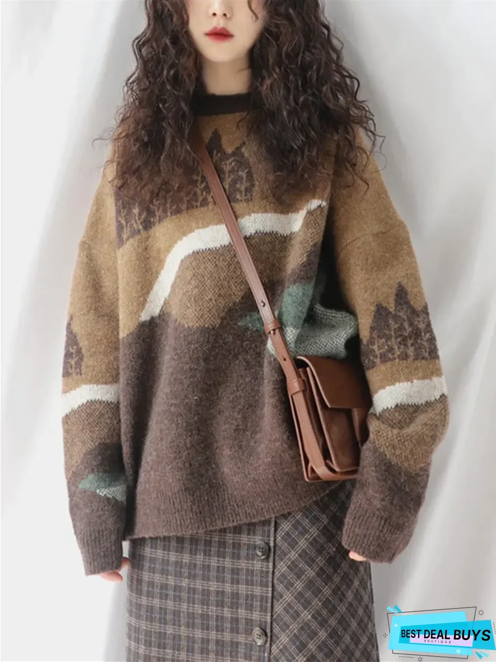 Dark Retro Pullover Loose Print Lazy Sweater