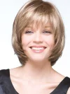 Gold Fluffy Short Curly Bob Wig with Slant Bangs