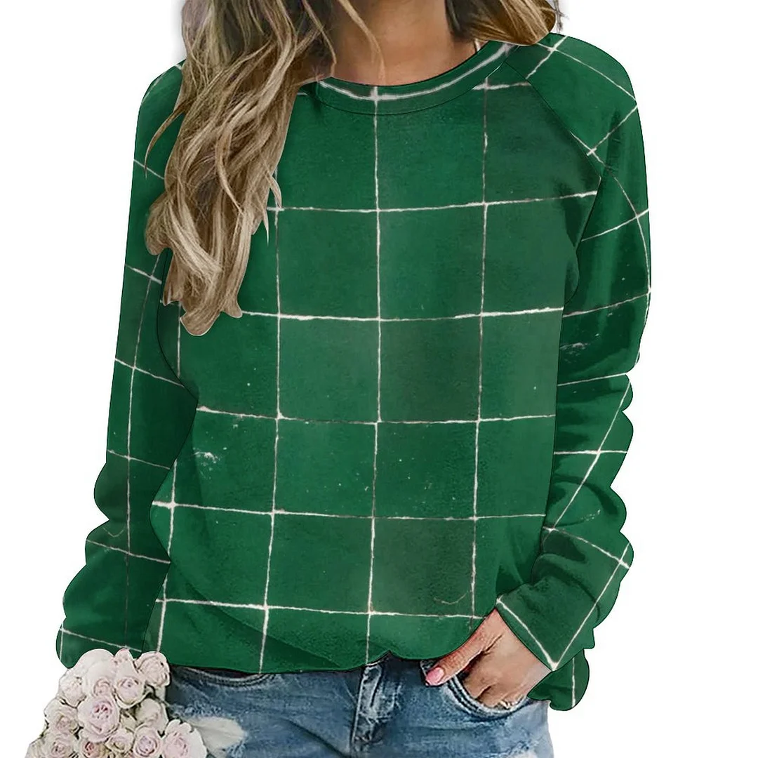 Style & Comfort for Mature Women Printed Long Sleeve Casual Sweatshirt for  Women and Men Unisex Pattern Green, Vintage, Plaid