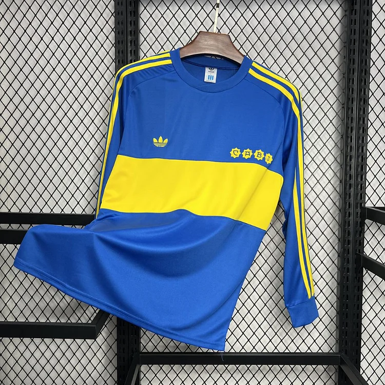 1981 Retro Boca Juniors Home Long Sleeve Football Jersey