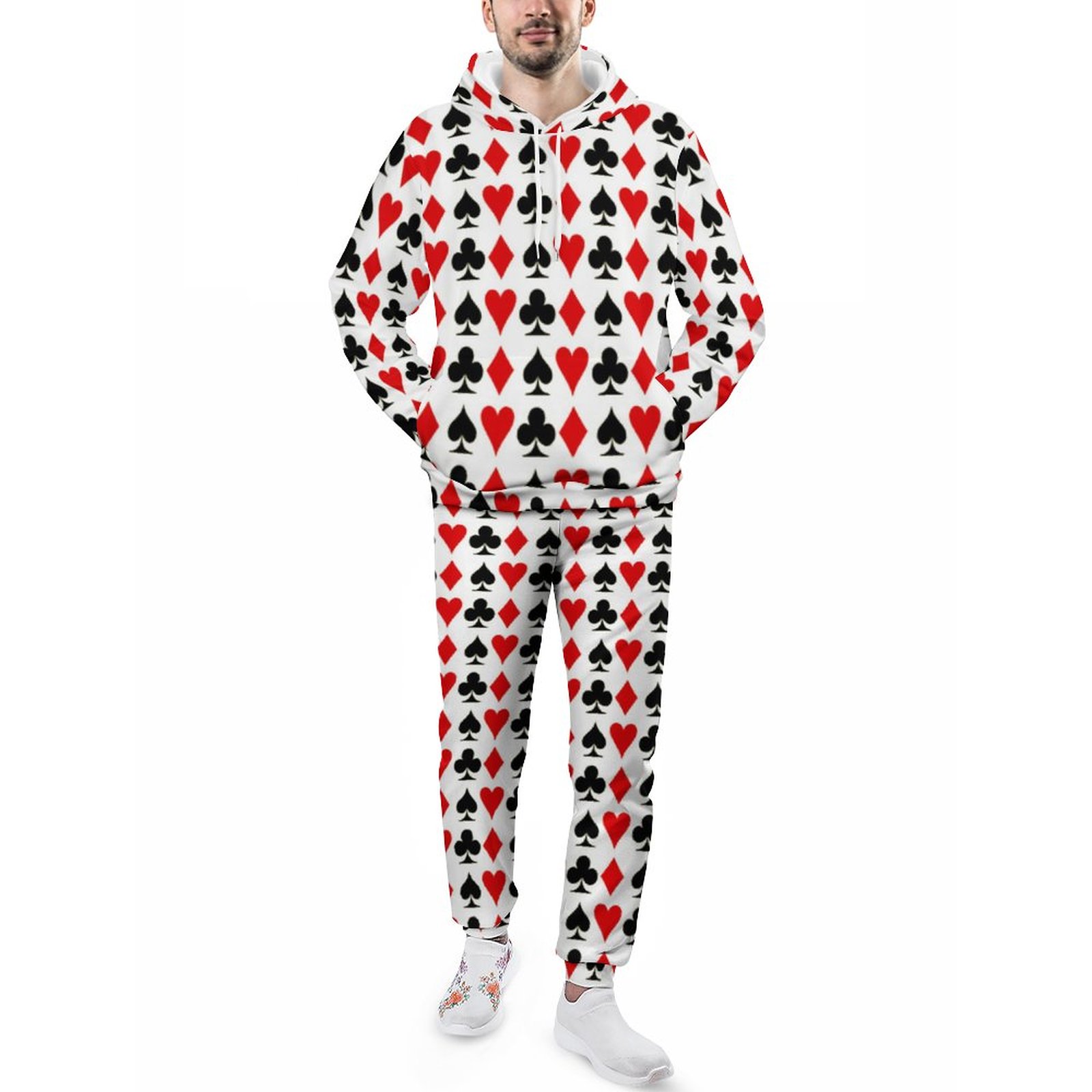 Spade Diamond Club Heart Playing Card Suits Men's Tracksuit 2 Piece Hoodie Sweatsuit Sets Casual Jogging Athletic Suits