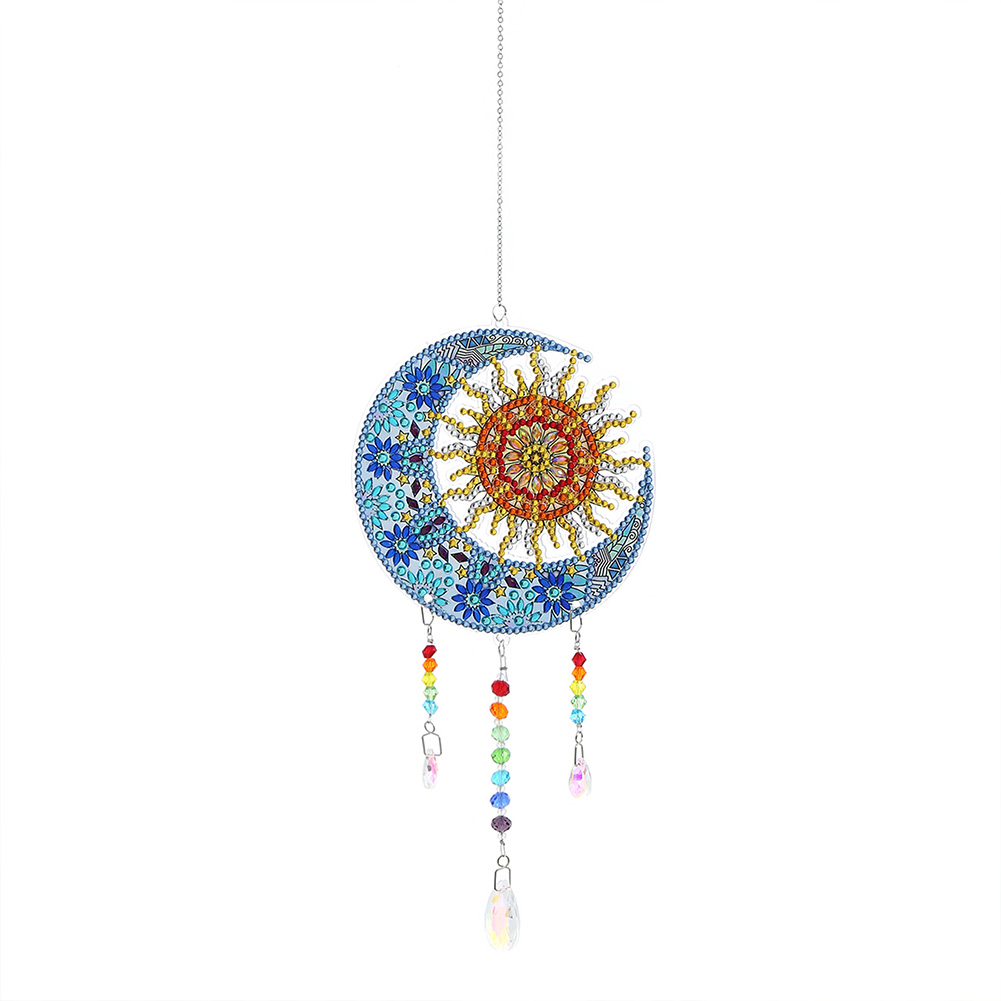 DIY Diamond Painting Light Catcher Hanging Crystal Wind Chime Sun Moon Pattern