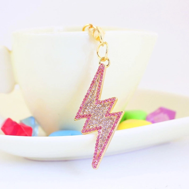 Minimalist Lightning Zinc Alloy Plating Inlay Rhinestones Unisex Bag Pendant Keychain