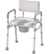 Bedside Commode Chair with Padded Seat and Backrest, Aluminum Dual-Crossbar, Height Adjustable, Portable Toilet for Seniors and Adults, Potty Bucket and Splash Guard, 350 lbs Weight Capacity