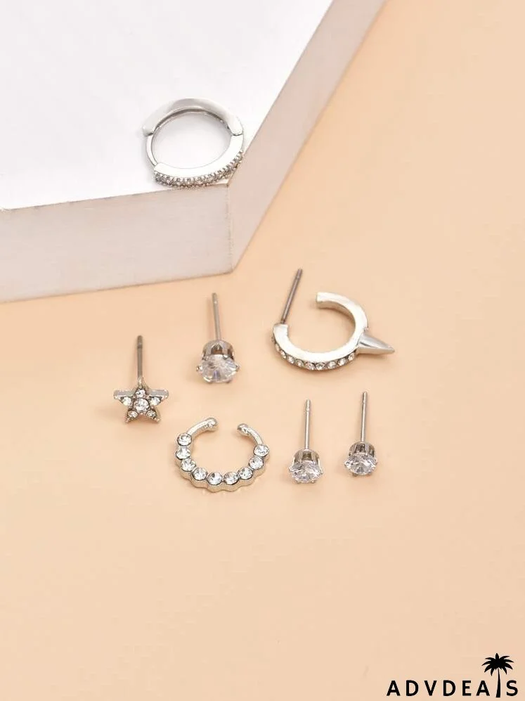 7pcs Rhinestone Decor Earrings Set