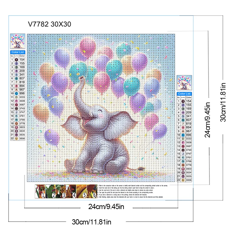 Diamond Painting - Full Round Drill - Balloon Elephant(Canvas|30*30cm)