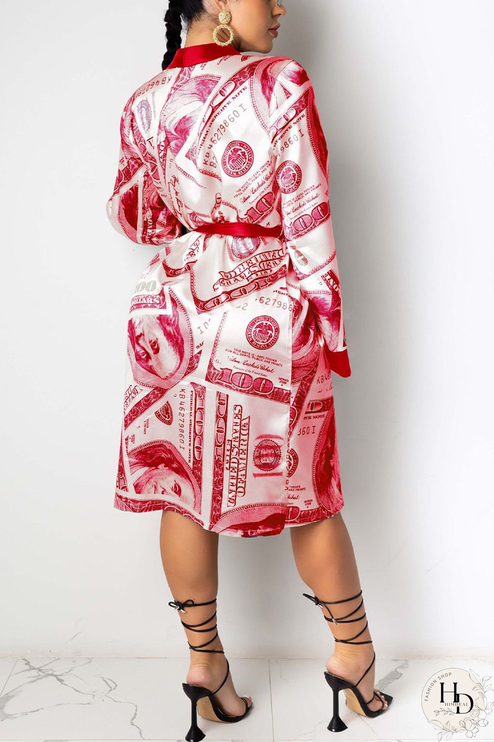 Red Sexy Print Frenulum Outerwear