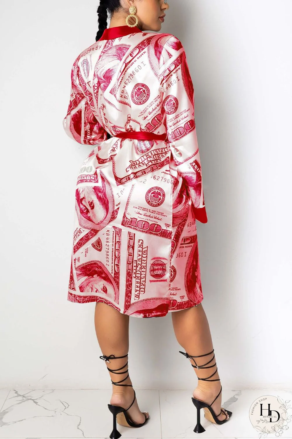 Red Sexy Print Frenulum Outerwear