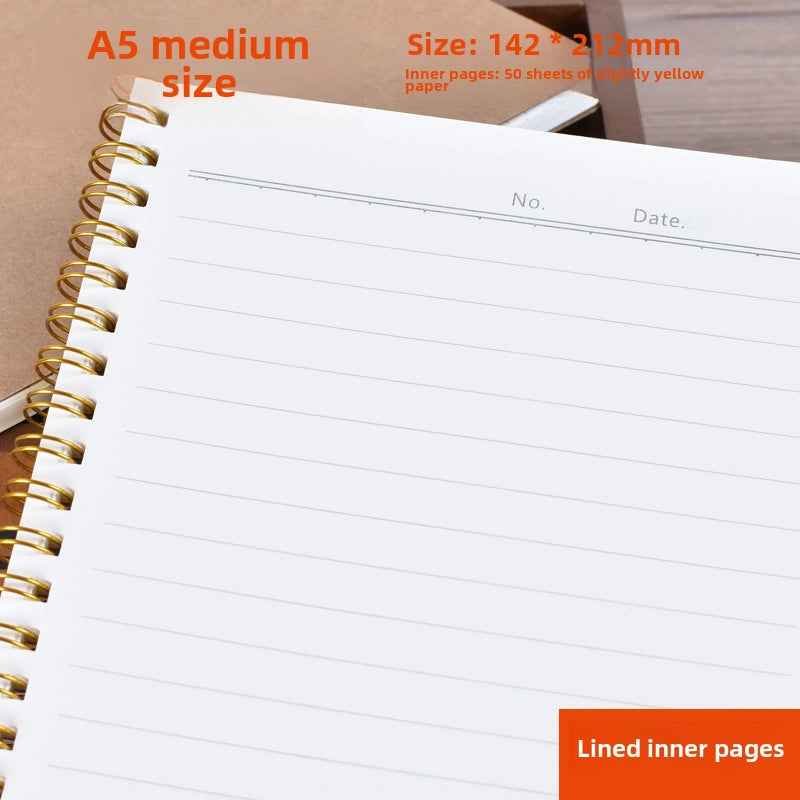 A5 Leather Covered Notebook Grid Patterned Dot Grid Diary Office Memo Student Practice Book Line Ring Bound Journal