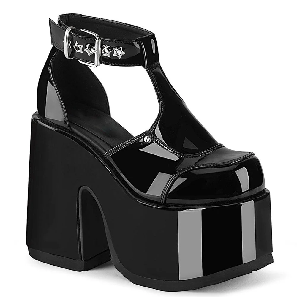 BONJOMARISA INS 2021 Platform Round Toe high-heeled Buckle Strap Punk Cool Goth women's Sandals Cutout Thick Heel Summer Shoes